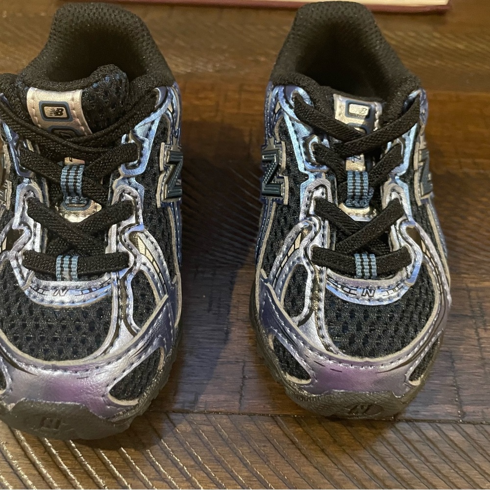 New Balance Kids Black and Silver Athletic Sneakers - Picture 2 of 4